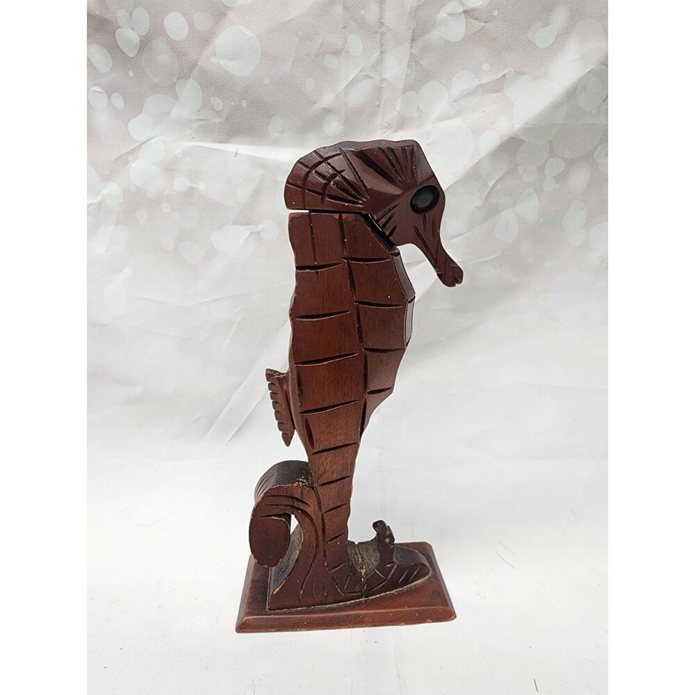 Vtg John A. Oya 1940s Carved Seahorse Perfume Bottle Milo Wood Tropic Memories